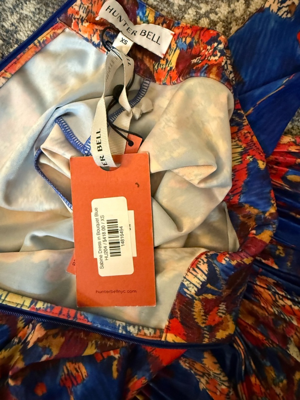 HUNTER BELL - Sabine Floral Pleated Midi Dress -watercolor Bouquet size XS, NWT - Picture 10 of 12